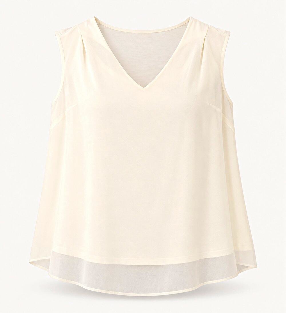 Daniel Rainn White Chiffon Layered V-Neck Pullover Sleeveless Blouse XL